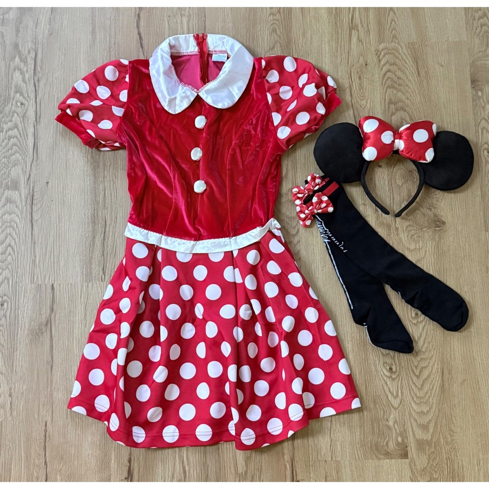 Spirit Halloween Minnie Mouse Adult Costume Dress Headband Socks Set Small 4-6